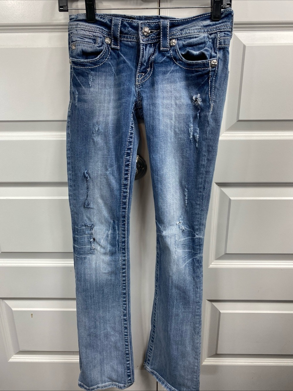 Miss Me JP5437B Boot Cut Jeans Womens Distressed Wings Embellished 25x32.5